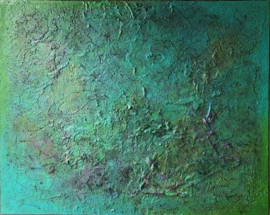 TURQUOISE 4 - 80*100 - acryl op bitumen € 225,-