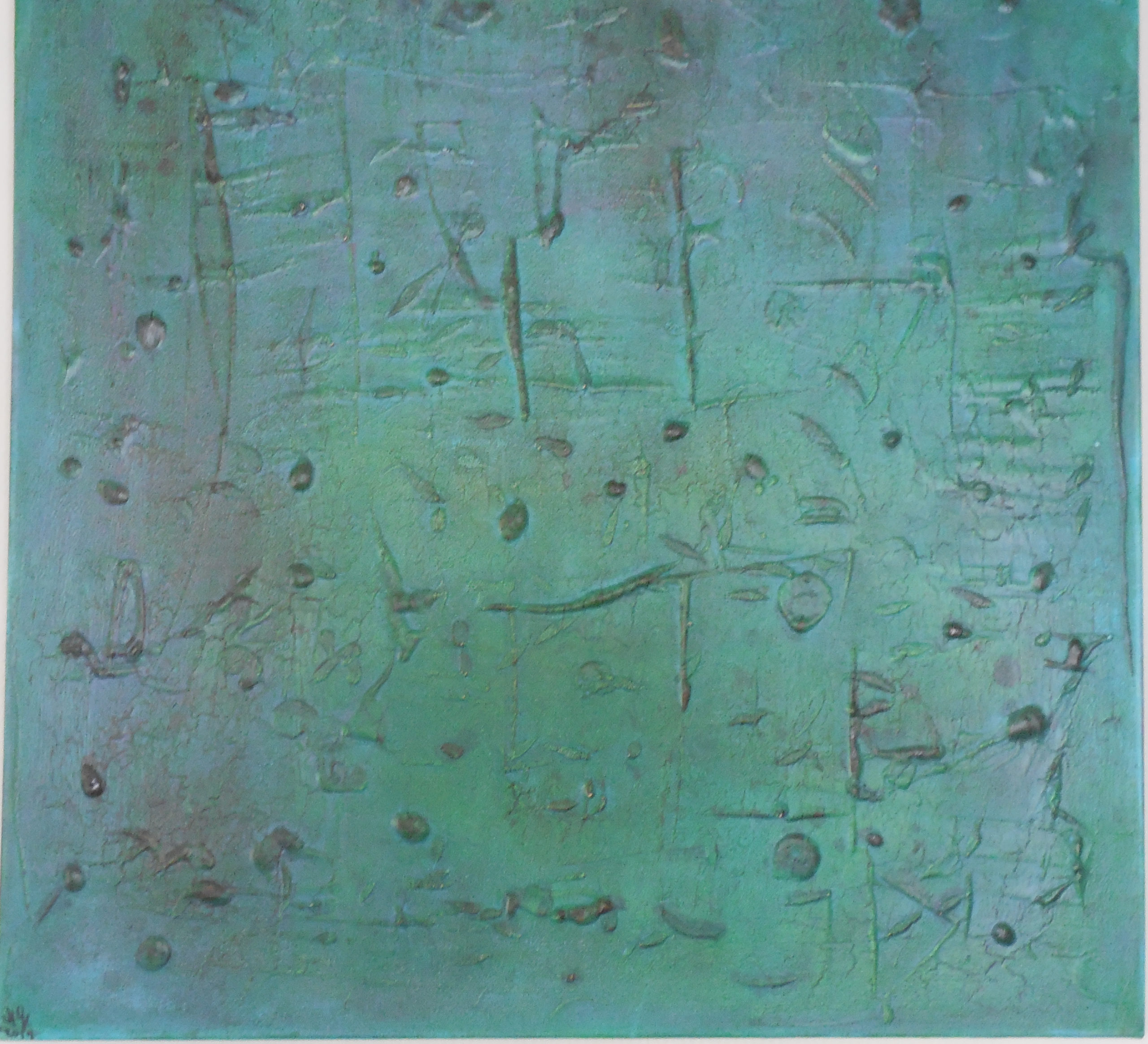 TURQUOISE 1 - 80*80 - €225 - acryl op bitumen