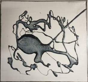 ZWART/WIT DIVERS 3 - 30*30 - €17,50 - acryl op bitumen