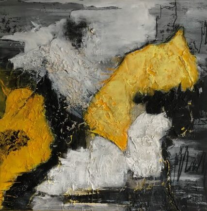 Yellow 80x80 acryl op plamuur € 225,--