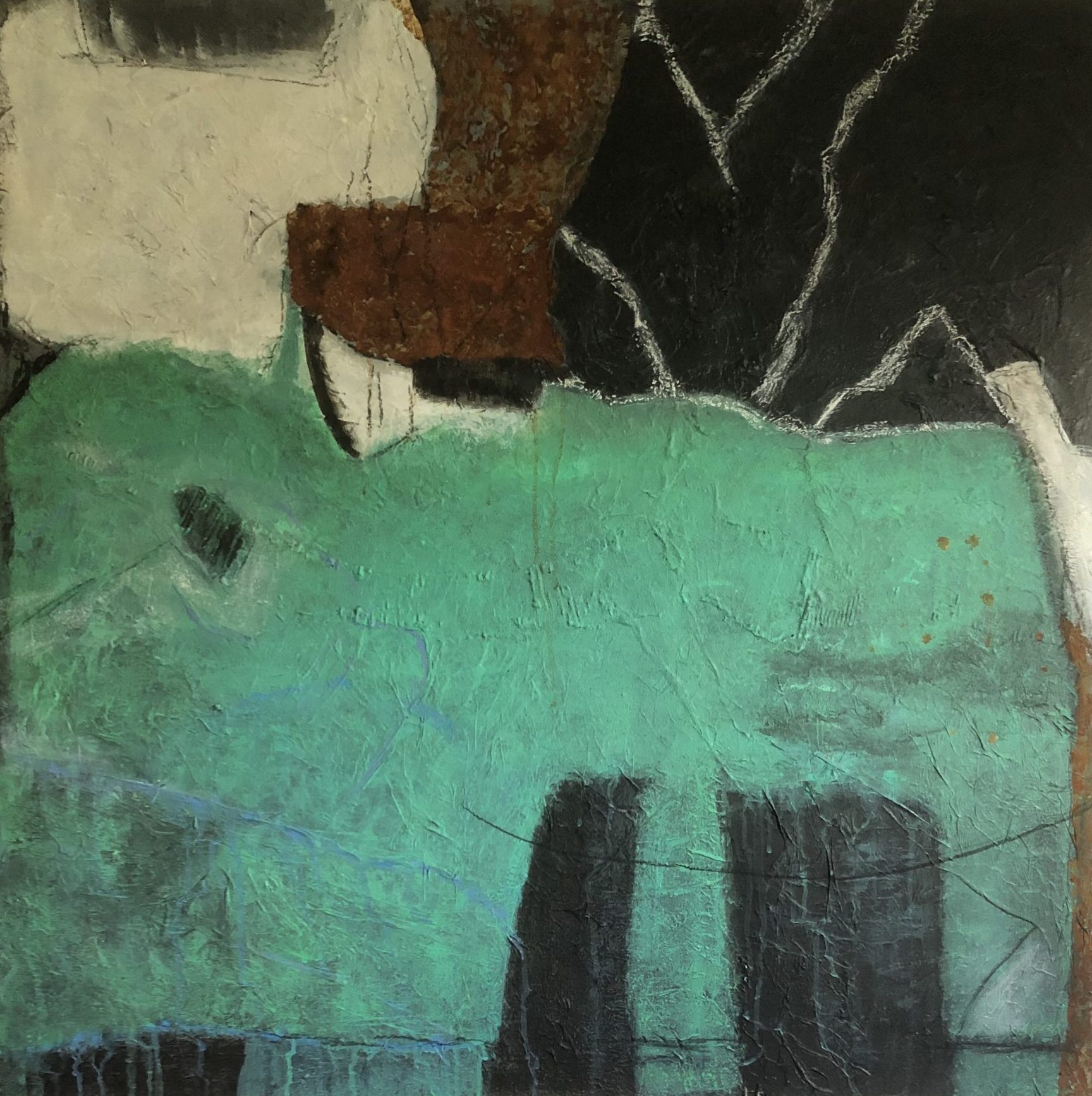 Elephant 100 x100 acryl op plamuur en papier € 245,--