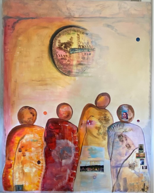 Afmeting 120 x 100 diverse technieken € 250,--