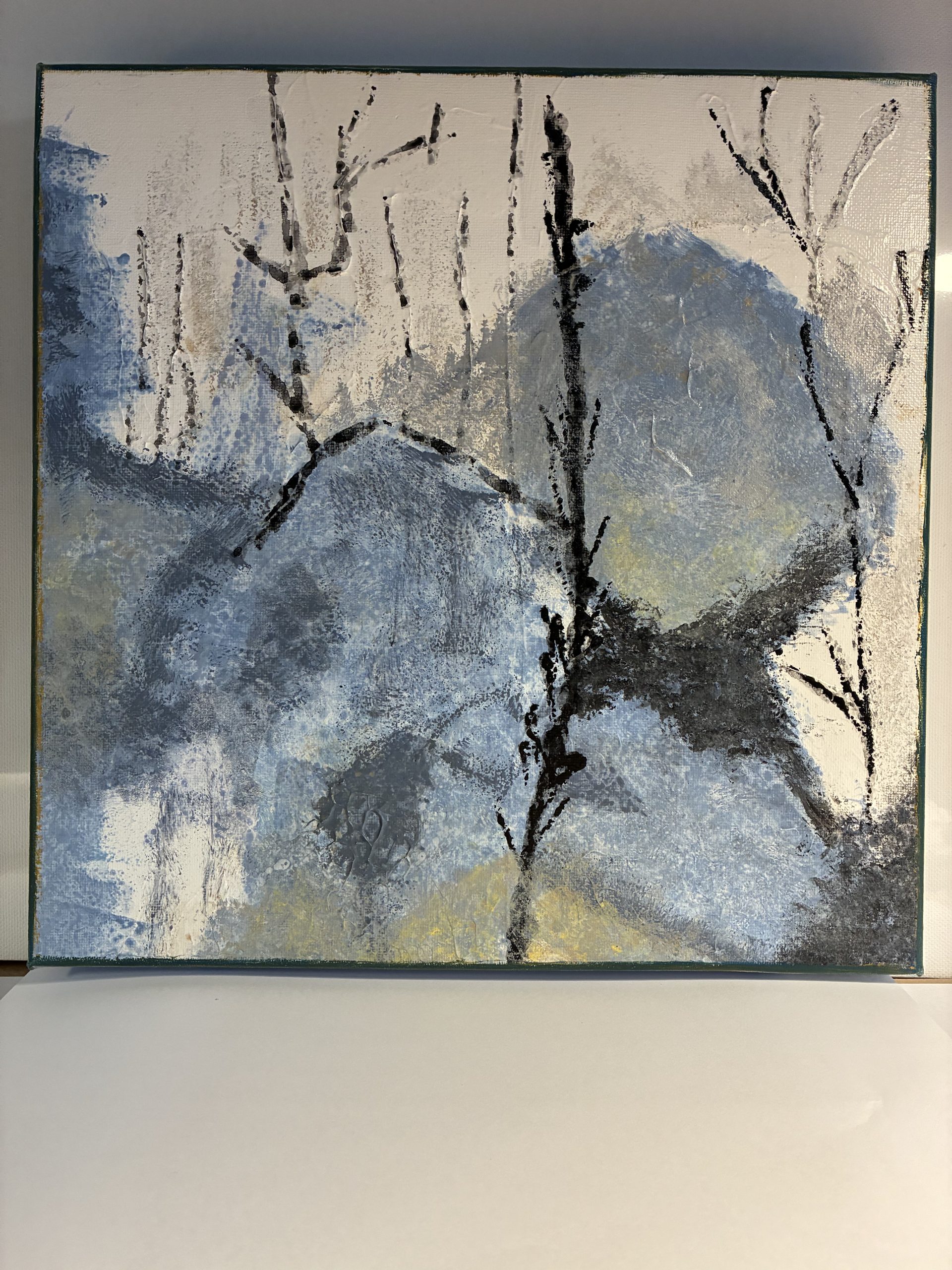 Stilte 1 - Acryl op plamuur en zand. 30 x 30 cm.